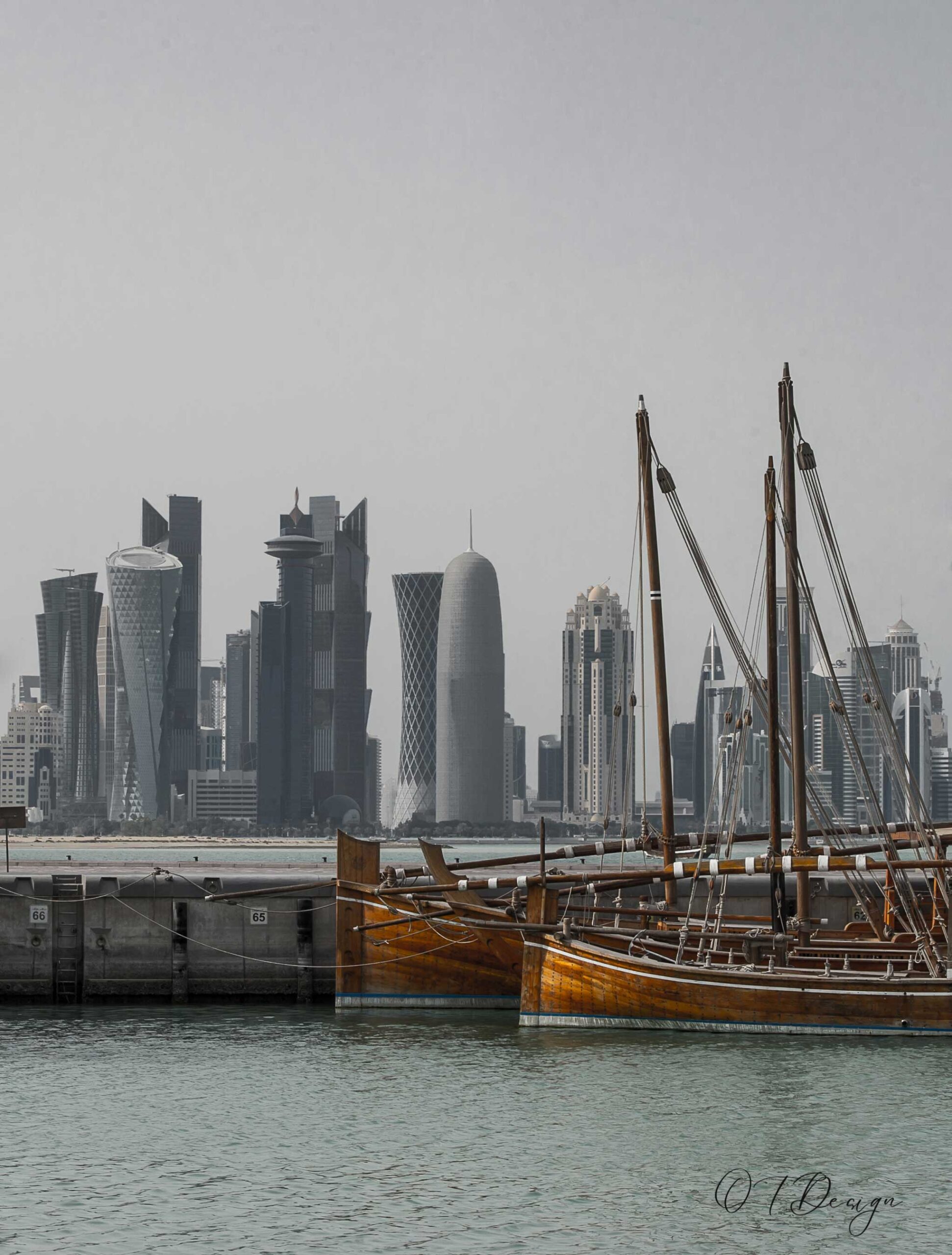Contrasts of traditional in front modern in Doha, Qatar