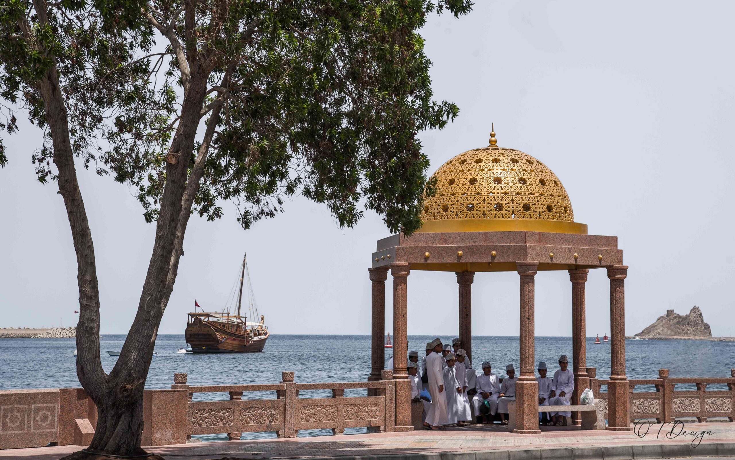 A big group of men gathered together in Muscat, Oman