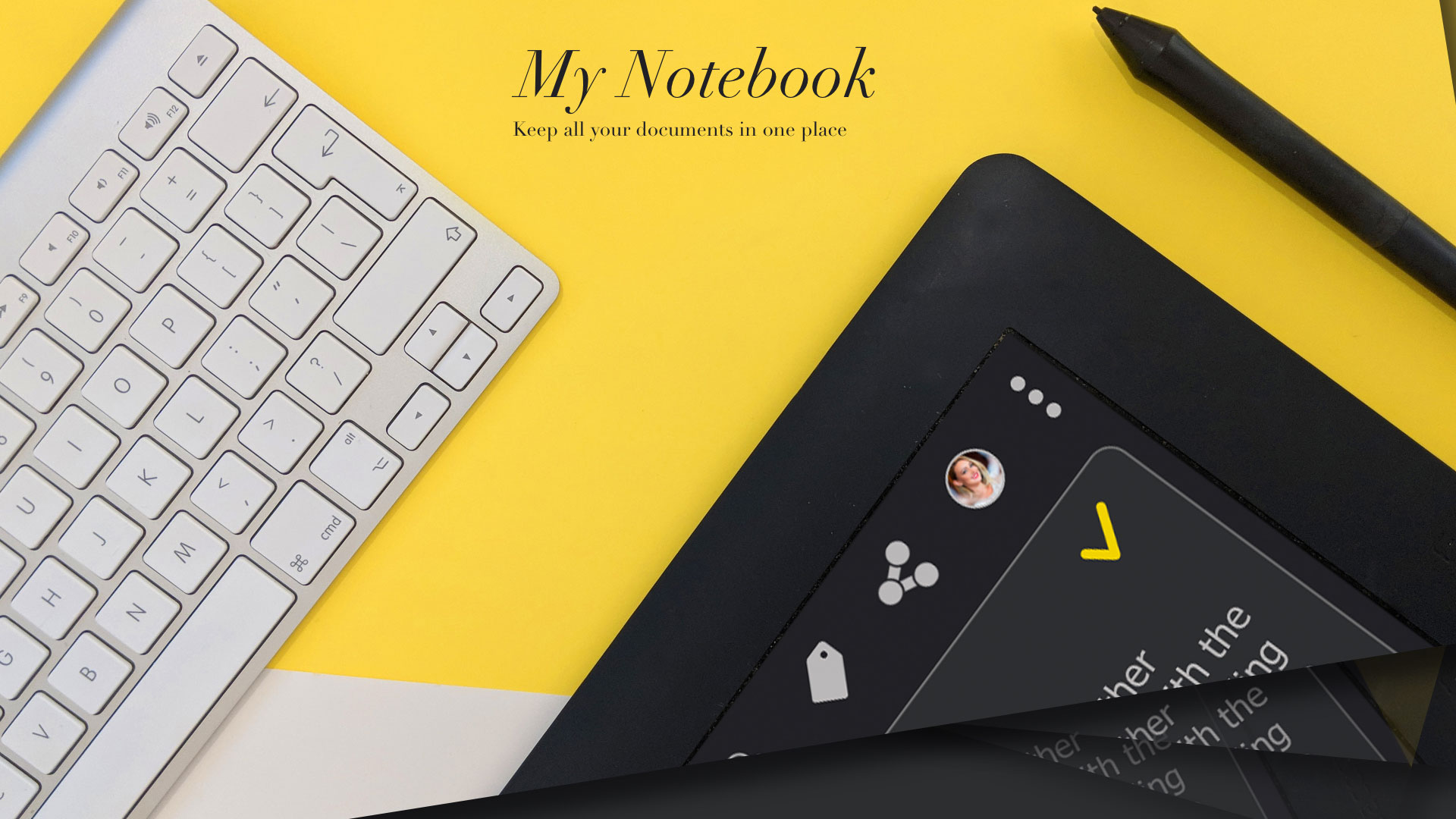 MyNotebook - Case study's first page - Name, Logo & Motto