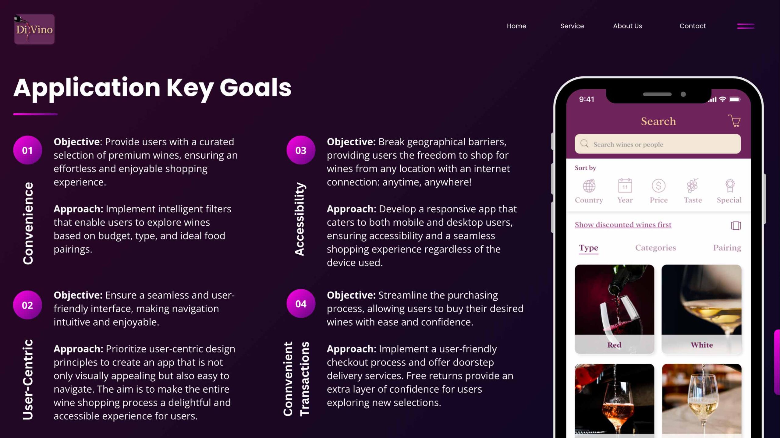 DiVino - Application Key Goals